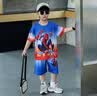 G.duck小黃鴨兒童蜘蛛俠套裝男童夏裝薄款冰絲速干衣服帥氣男孩籃球服裝 藍色 110 cm 曬單實拍圖