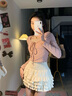 沐霓假兩件長袖T恤女春秋2025新款芭蕾風粉色修身短款純欲甜辣妹上衣 甜辣妹長袖T恤單件粉色上衣M 曬單實拍圖
