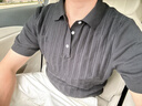 FULL MONTY【新款】純棉翻領黑色男士休閑短袖polo衫商務豎條紋T恤2026年夏 黑色70312 L 曬單實拍圖