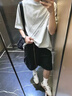 啄木鳥（TUCANO）美式扎染短袖T恤男生夏季新款設計感半截袖oversize男士半袖上衣 淺米色 XL 建議120-140斤 曬單實拍圖