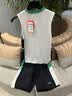 李寧（LI-NING）兒童籃球服速干運動套裝男童夏季新款訓練服6-12歲青少年背心套裝 標準白/黑色 160 曬單實拍圖