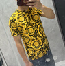 范思哲（VERSACE）23春夏男士金色滿印花T恤汗衫 黑色-金色 5 曬單實(shí)拍圖