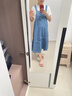茵曼牛仔背帶裙2026夏季女裝新款萊賽爾棉綁帶連衣裙 牛仔藍 S 曬單實拍圖