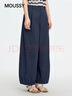 moussy 2026夏季新品復古通勤風高腰寬松休閑長褲女028JSC31-1067 140藏青色 S 曬單實拍圖