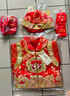 洛留云一周歲女寶寶抓周歲禮服紅色嬰兒春秋兩件套兒童唐裝套裝生日衣服 紅色3 鳳尾牡丹+帽鞋襪 80 /適合6-12個月 曬單實拍圖