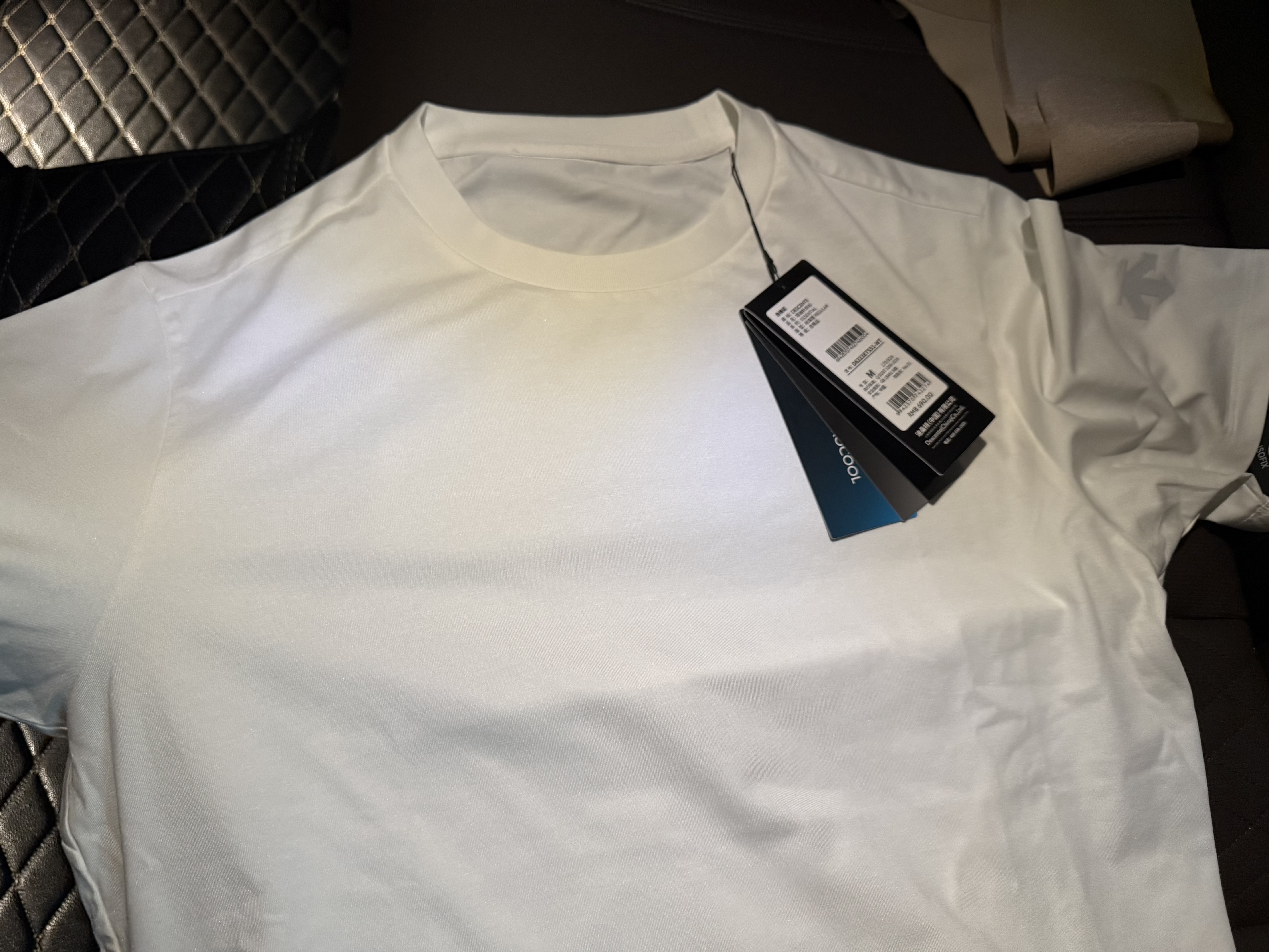 迪桑特（DESCENTE）ESSENTIAL男女同款涼感吸濕速干印花短袖T恤新品 WT-白色 M (170/92A) 曬單實(shí)拍圖