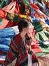 鉑吶苓披肩 波西米亞民族風(fēng)絲巾圍巾披風(fēng)斗篷川西云南新疆西北旅游穿搭 條紋撞色披肩 曬單實(shí)拍圖
