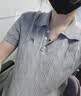 三彩2026夏季新款絞花針織衫POLO領(lǐng)毛衫刺繡短袖上衣短款M 曬單實(shí)拍圖