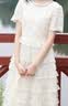 白鹿語女裝26年夏季新款女圓領短袖修身女士高檔連衣裙裙子 杏色 M 曬單實拍圖