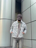 安初夏小香風(fēng)牛仔外套男款春秋季美式vibe刺繡痞帥上衣潮牌寬松翻領(lǐng)夾克 白色 L 曬單實(shí)拍圖