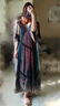 三吉黑花【孔雀】新中式燙金醋酸連衣裙子女夏季長(zhǎng)裙絕美2026新款 藍(lán)虹(含醋酸吊帶裙) 現(xiàn)貨 M 曬單實(shí)拍圖
