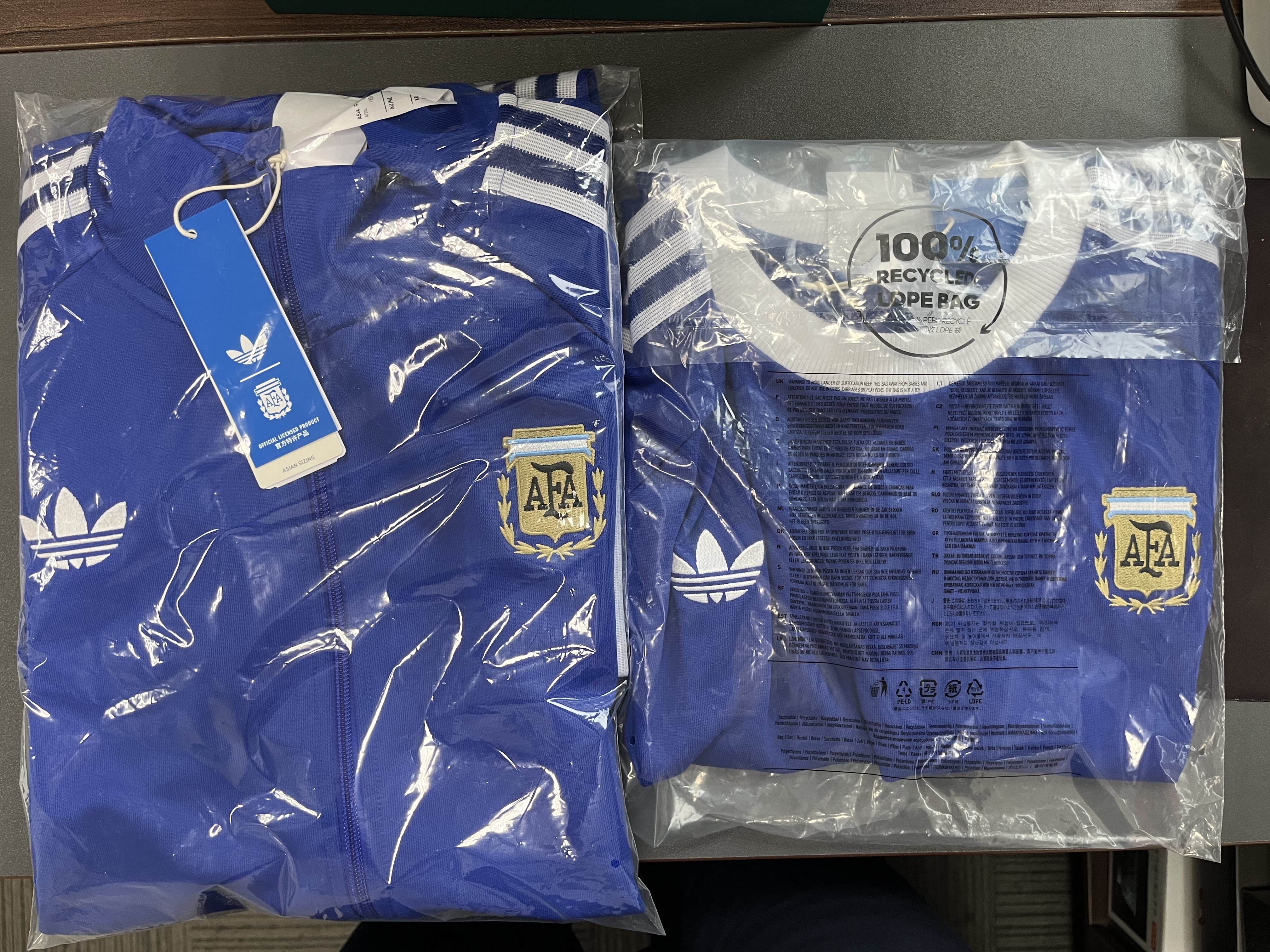 adidas阿根廷隊復古足球休閑文化修身短袖T恤男裝阿迪達斯三葉草   亮藍   2XL 曬單實拍圖