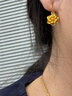 中國黃金（CHINA GOLD）黃金耳環女款足金國色牡丹耳墜花朵耳飾女神節生日禮物送老婆媽媽 牡丹耳環  約1.1g 曬單實拍圖
