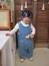 班喜迪嬰兒衣服秋裝嬰幼兒連體衣寶寶卡通牛仔背帶褲超萌外出服爬服春秋 藍色 90cm 曬單實拍圖