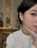 唐后（TH）和田白玉石耳飾墜女純銀古風(fēng)故宮新中式碧玉耳環(huán)七夕禮物耳釘 曬單實(shí)拍圖