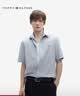 Tommy Hilfiger【輕薄府綢】26春夏新款男裝純棉透氣商務休閑細格子短袖襯衣襯衫 藍棕格子0GZ M （推薦：135-150斤） 曬單實拍圖