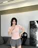 木林森（MULINSEN）跑步運(yùn)動(dòng)套裝瑜伽服女春夏休閑健身服普拉提短袖假兩件短褲修身 曬單實(shí)拍圖