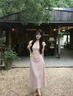 謎秀法式收腰波點連衣裙女2026夏季新品溫柔顯瘦粉色度假中長裙子 粉色 S 曬單實拍圖