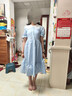 方糖姑娘少女連衣裙娃娃領夏季初中學生高中女生夏裝長款過膝長裙子學院風 22282LX天藍色 M 曬單實拍圖
