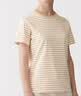 MUJI 女式 天竺編織 圓領短袖T恤 上衣女款26年春季女裝 BB2SBA6S 橙色條紋 L 165/88A 曬單實拍圖