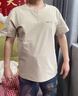 羅蒙（ROMON）中青年男士高端短袖T恤套頭上衣服40歲爸爸裝2026夏季V領衛衣潮 淺卡其色 2XL 145-165斤 曬單實拍圖
