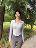 科特迪蘭品牌瑜伽服外套女健身普拉提訓(xùn)練衣服秋冬款高端優(yōu)雅運(yùn)動(dòng)拉鏈上衣 奶白色外套+深灰色塑形褲 L 曬單實(shí)拍圖