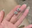 I Do鉑金Pt950耳釘雪花鉆經典六爪一對培育鉆石耳飾簡約男女通用百搭 經典圓包1克拉鉆耳釘一對 曬單實拍圖