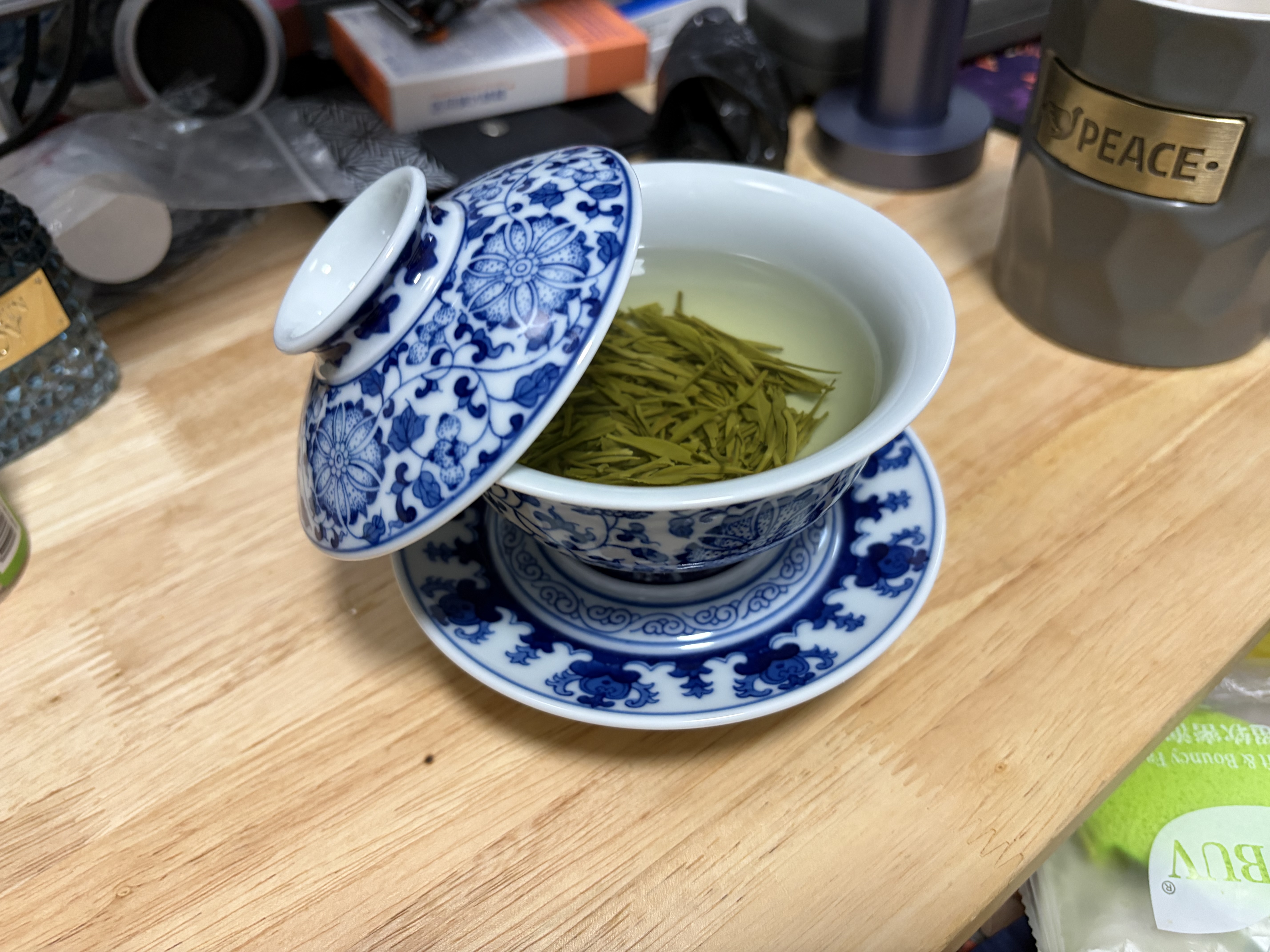景德鎮官方陶瓷青花手繪三才蓋碗家用功夫茶具中式泡茶碗大號送長輩禮物 青花纏枝蓮點工蓋碗 曬單實拍圖