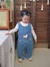 班喜迪嬰兒衣服秋裝嬰幼兒連體衣寶寶卡通牛仔背帶褲超萌外出服爬服春秋 藍色 90cm 曬單實拍圖