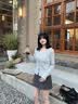 森馬（Semir）[純棉]長袖t恤女26秋短款修身小開衫蕾絲花邊薄外套109526101005 曬單實拍圖