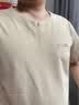 羅蒙（ROMON）中青年男士高端短袖T恤套頭上衣服40歲爸爸裝2026夏季V領衛衣潮 淺卡其色 2XL 145-165斤 曬單實拍圖