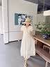 香影純棉刺繡碎花套裝裙女2026夏季新款v領襯衫蛋糕裙一整套穿搭 透明黃 S 曬單實拍圖