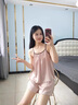 JTTCAC日本JT睡衣女士夏季薄款真絲吊帶短褲兩件套裝桑蠶絲純欲風家居服 63242香檳粉 L（建議穿著體重100-120斤 曬單實拍圖