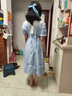 方糖姑娘少女連衣裙娃娃領夏季初中學生高中女生夏裝長款過膝長裙子學院風 22282LX天藍色 M 曬單實拍圖
