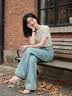 拉夏貝爾天絲軟牛仔闊腿褲女2026夏輕薄款寬松垂感冰絲涼感直筒褲 藍色 M 曬單實拍圖