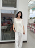 建坤國(guó)際  一字領(lǐng)寬松不規(guī)則罩衫 慵懶顯瘦百搭簡(jiǎn)約氣質(zhì)上衣 白色 均碼 曬單實(shí)拍圖