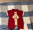 G.duck小黃鴨嬰兒連體衣夏季新生兒衣服中國風爬服男女寶寶百天周歲禮服 紅色 73cm 尺碼建議3-6個月12-16斤 曬單實拍圖