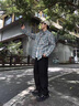 柏銘臣美式復古格子長(cháng)袖襯衫男春秋季新款潮牌痞帥寬松翻領(lǐng)休閑襯衣外套 藍色 L【建議120-135斤】 曬單實(shí)拍圖