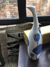 大井 手工汝陶創(chuàng)意禮物節(jié)日禮品擺件花瓶創(chuàng)意客廳家居工藝品陶瓷藝 鵝頸瓶 魚旺蓮豐 藍(lán) 曬單實(shí)拍圖
