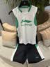李寧（LI-NING）兒童籃球服速干運動套裝男童夏季新款訓練服6-12歲青少年背心套裝 標準白/黑色 160 曬單實拍圖