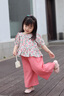 mlgt kids童裝女童碎花連衣裙夏季新款女寶寶套裝公主裙兒童短袖夏裝 玫紅套裝 90 cm 曬單實(shí)拍圖