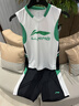 李寧（LI-NING）兒童籃球服速干運動套裝男童夏季新款訓練服6-12歲青少年背心套裝 標準白/黑色 160 曬單實拍圖
