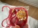 中國黃金（CHINA GOLD）黃金福字金鎖項鏈寶寶套裝足金長命平安鎖吊墜嬰兒金飾周歲禮物 平安鎖吊墜+4金珠【紅繩】約1.8g 曬單實拍圖