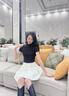 GOLDJEANNIE歐貨半高領針織短袖T恤女2023新款春夏百搭黑色打底衫緊身上衣潮 黑色 XL 108-120斤 曬單實拍圖