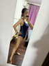 阿瑞娜女士連體三角泳衣運動(dòng)訓練露背抗氯泳裝遮肚顯瘦收腰 藏青色萊卡面料收腰顯瘦 S 曬單實(shí)拍圖