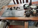 棲衡（XIIBLC） 老船木實木茶桌椅組合功夫泡茶臺全自動茶具套裝一體內(nèi)嵌茶盤茶 1.35米+4靠背+雕龍主人椅 曬單實拍圖