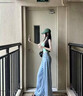 拉夏貝爾天絲軟牛仔闊腿褲女2026夏輕薄款寬松垂感冰絲涼感直筒褲 藍色 L 曬單實拍圖