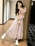 雪妃藍琪（XUEFEILANQI）溫柔風減齡氣質連衣裙套裝女2026夏季新款方領荷葉邊衣服碎花長裙 粉色上衣+碎花半身裙 S 【建議80-95斤】 曬單實拍圖