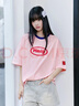 Mmlg短袖t恤女男2026年夏季新款3D立體浮雕logo撞色印花情侶款上衣服 粉色 M 曬單實(shí)拍圖