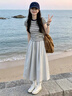 唐菓蜜連衣裙女夏季2026新款女裝韓系巨好看夏日穿搭一整套裝裙子 條紋上衣+灰色裙子 M 曬單實拍圖